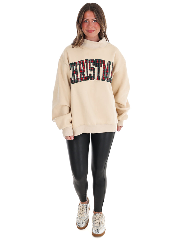 Christmas Plaid Mock Neck Sweatshirt