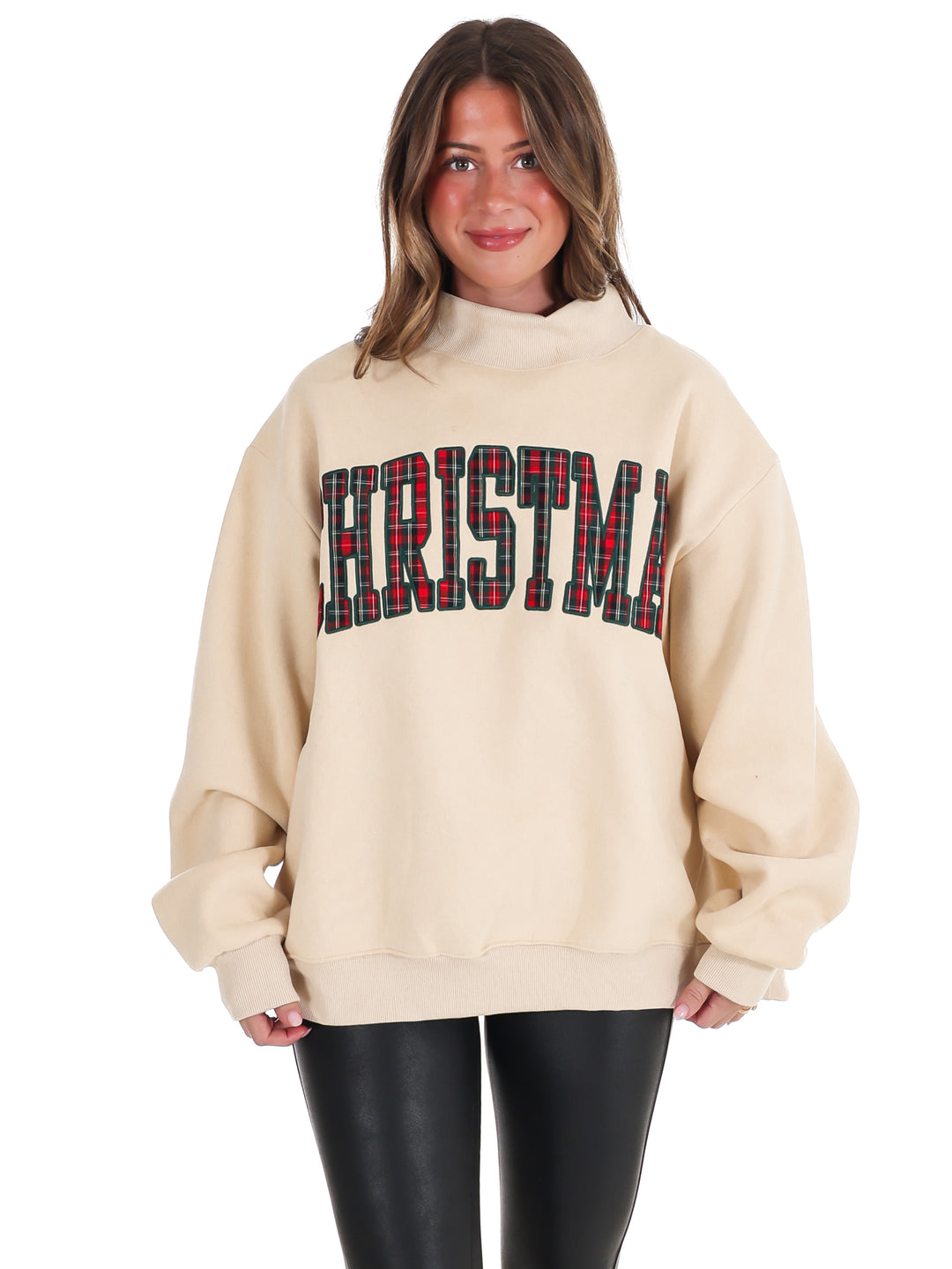 Christmas Plaid Mock Neck Sweatshirt