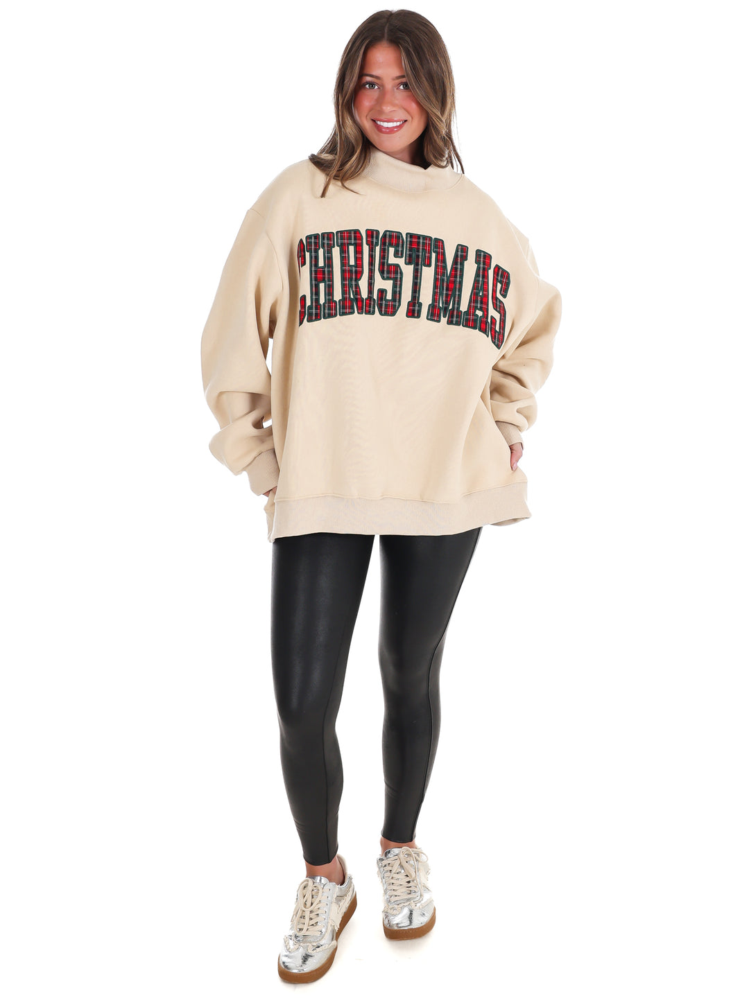 Christmas Plaid Mock Neck Sweatshirt