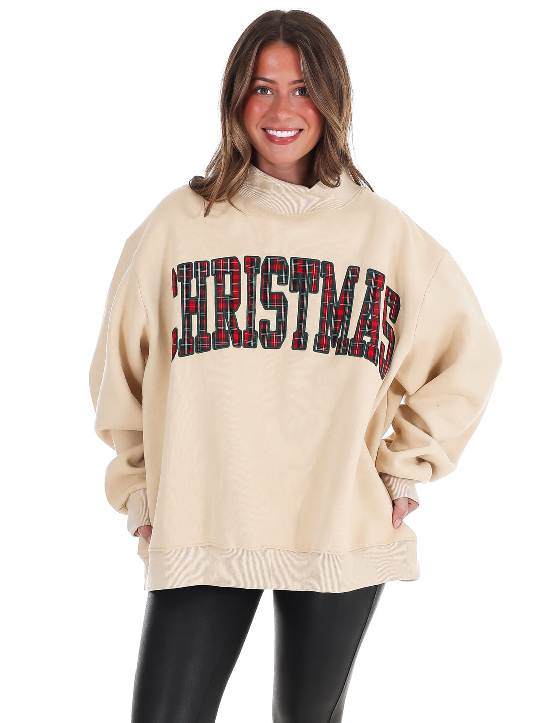 Christmas Plaid Mock Neck Sweatshirt
