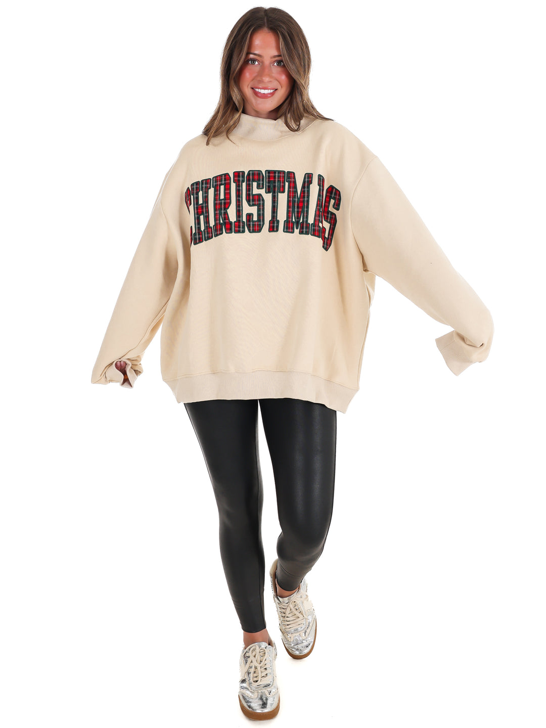 Christmas Plaid Mock Neck Sweatshirt