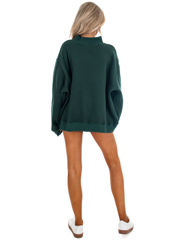 Fish Embroidered Mock Neck Sweatshirt