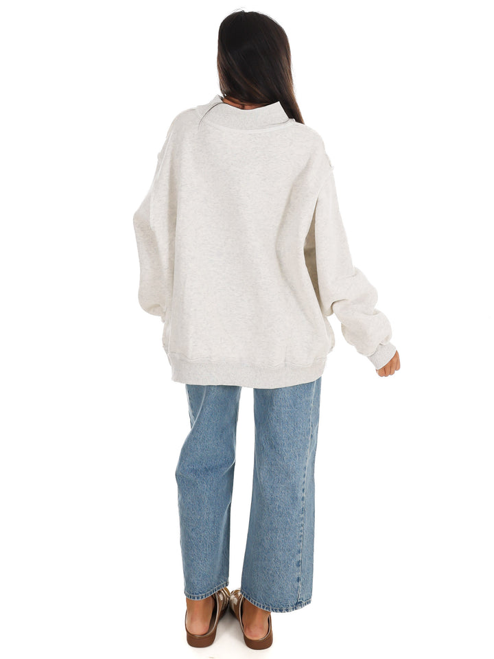Jesus Embroidered Mock Neck Oversized Sweatshirt