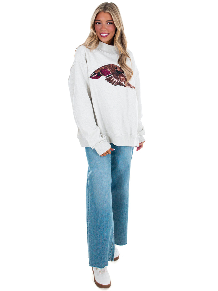 Mallard Embroidered Mock Neck Pullover