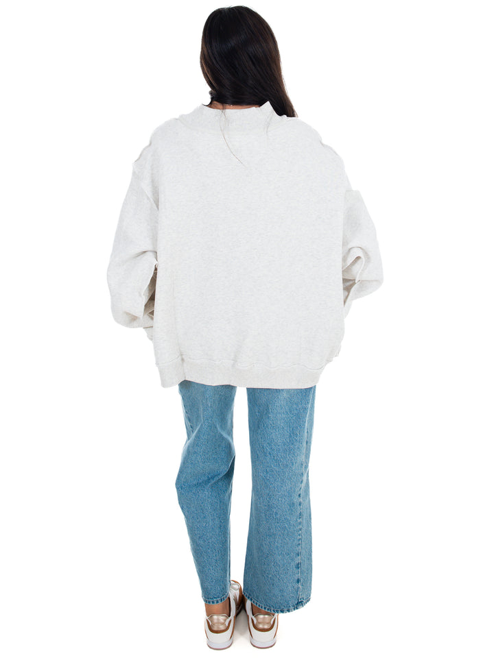 Merry Embroidered Mock Neck Sweatshirt