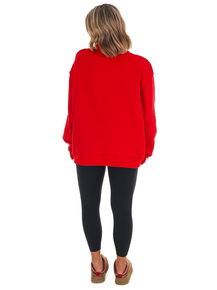 Merry Embroidered Mock Neck Sweatshirt