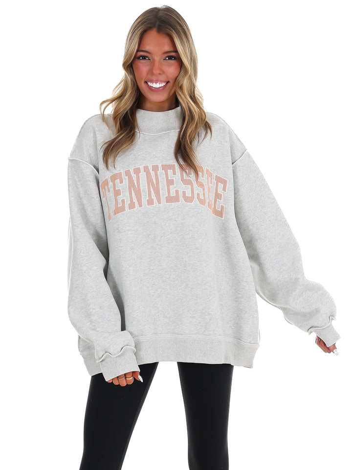 Embroidered Stripe Tennessee Mock Neck Sweatshirt