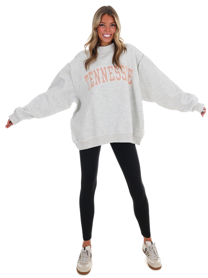 Embroidered Stripe Tennessee Mock Neck Sweatshirt