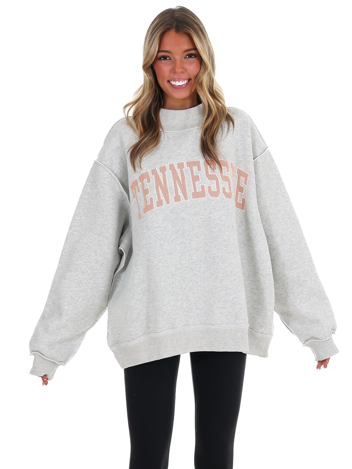 Embroidered Stripe Tennessee Mock Neck Sweatshirt