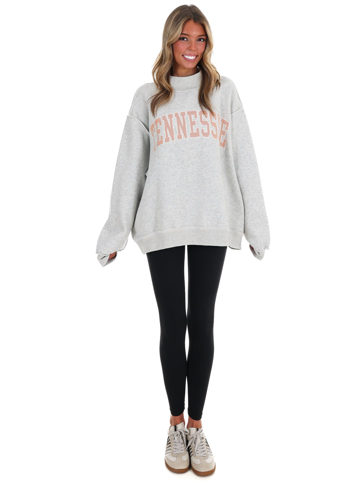 Embroidered Stripe Tennessee Mock Neck Sweatshirt