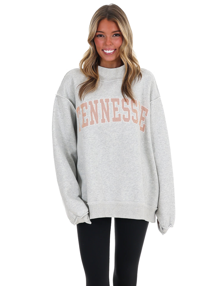 Embroidered Stripe Tennessee Mock Neck Sweatshirt