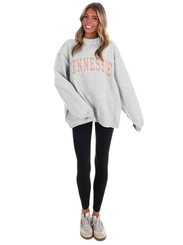 Embroidered Stripe Tennessee Mock Neck Sweatshirt