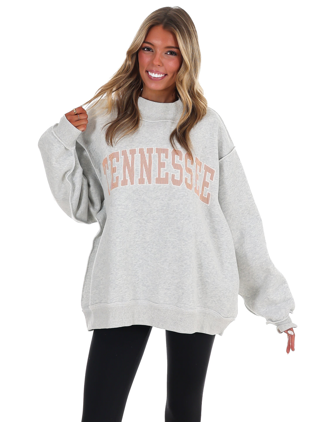 Embroidered Stripe Tennessee Mock Neck Sweatshirt