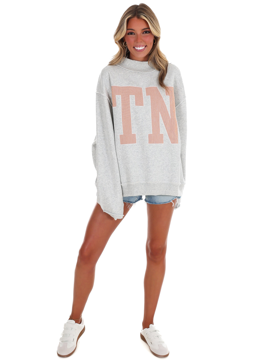 Stripe Embroidered TN Mock Neck Sweatshirt