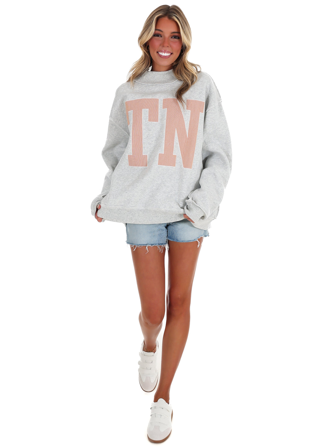 Stripe Embroidered TN Mock Neck Sweatshirt