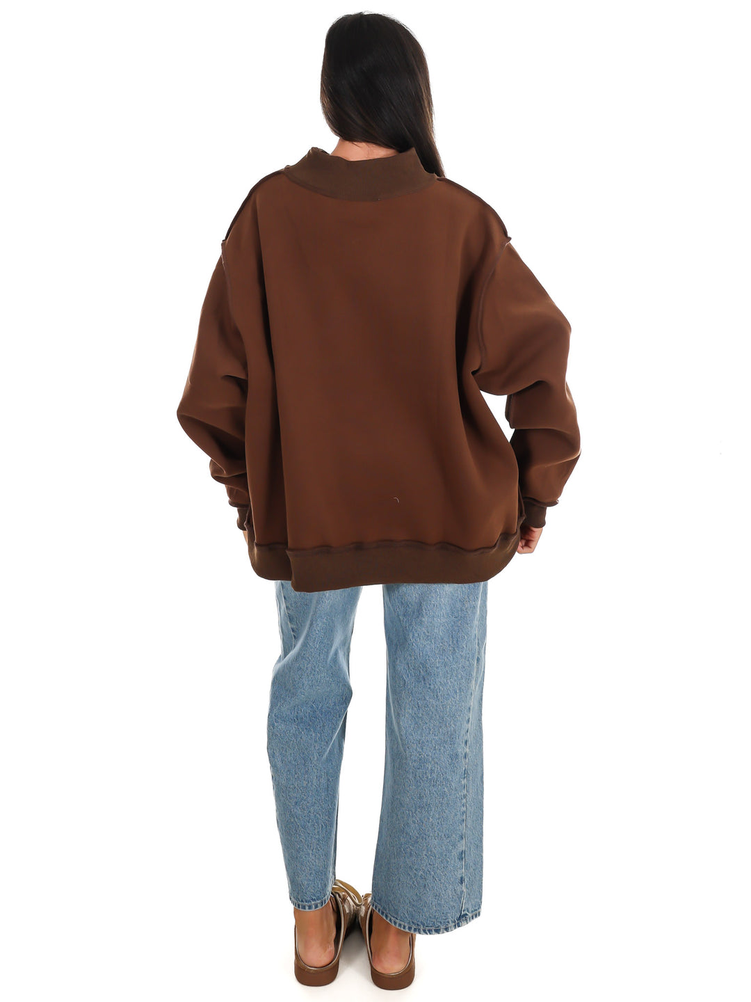 Gingham Embroidered Worship Mock Neck Sweatshirt