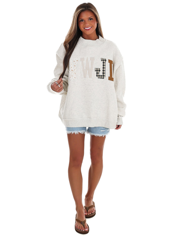 WWJD Embroidered Mock Neck Sweatshirt