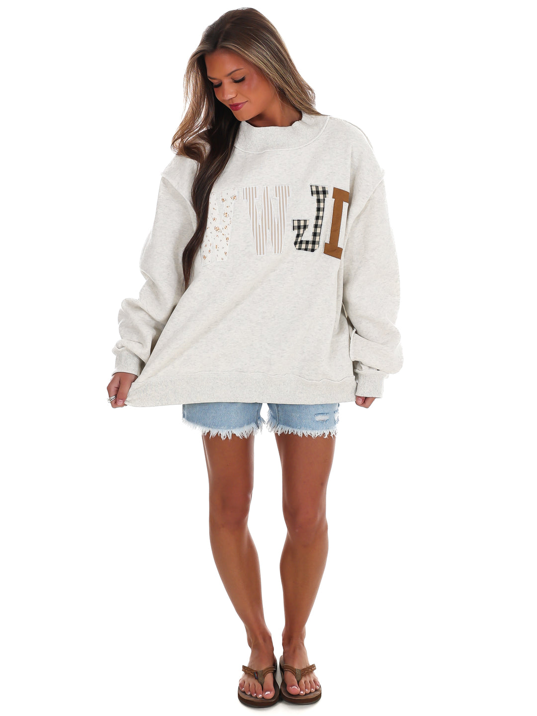 WWJD Embroidered Mock Neck Sweatshirt