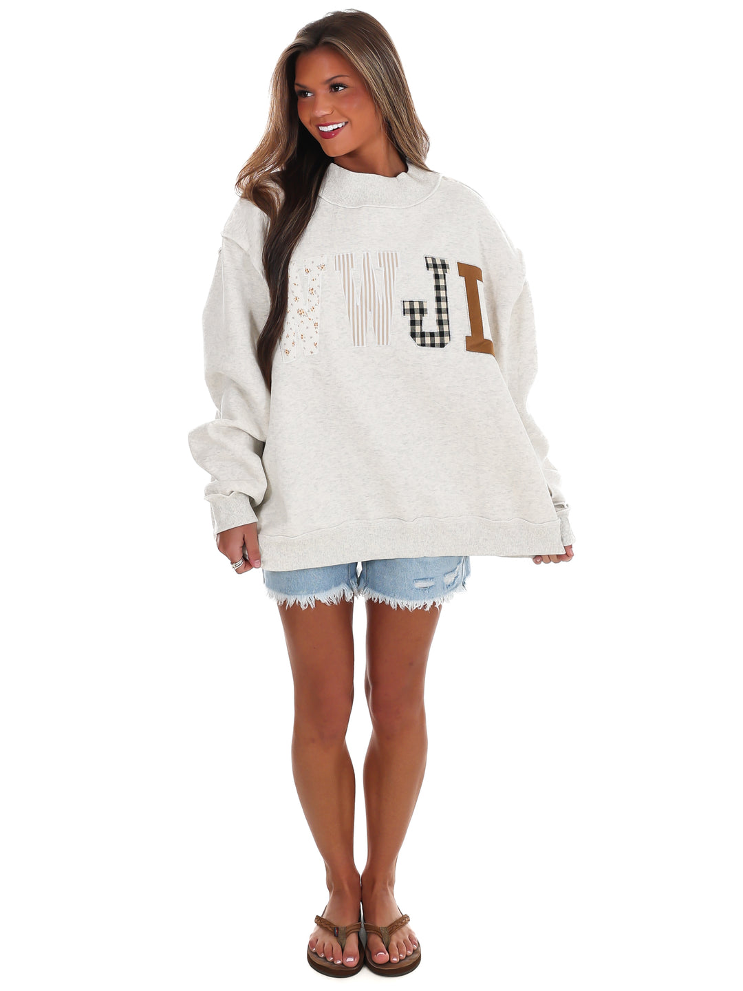 WWJD Embroidered Mock Neck Sweatshirt