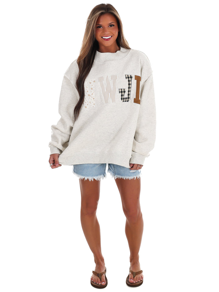 WWJD Embroidered Mock Neck Sweatshirt