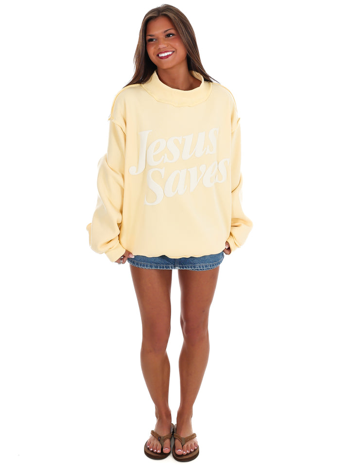 Jesus Saves Mock Neck Sweatshirt