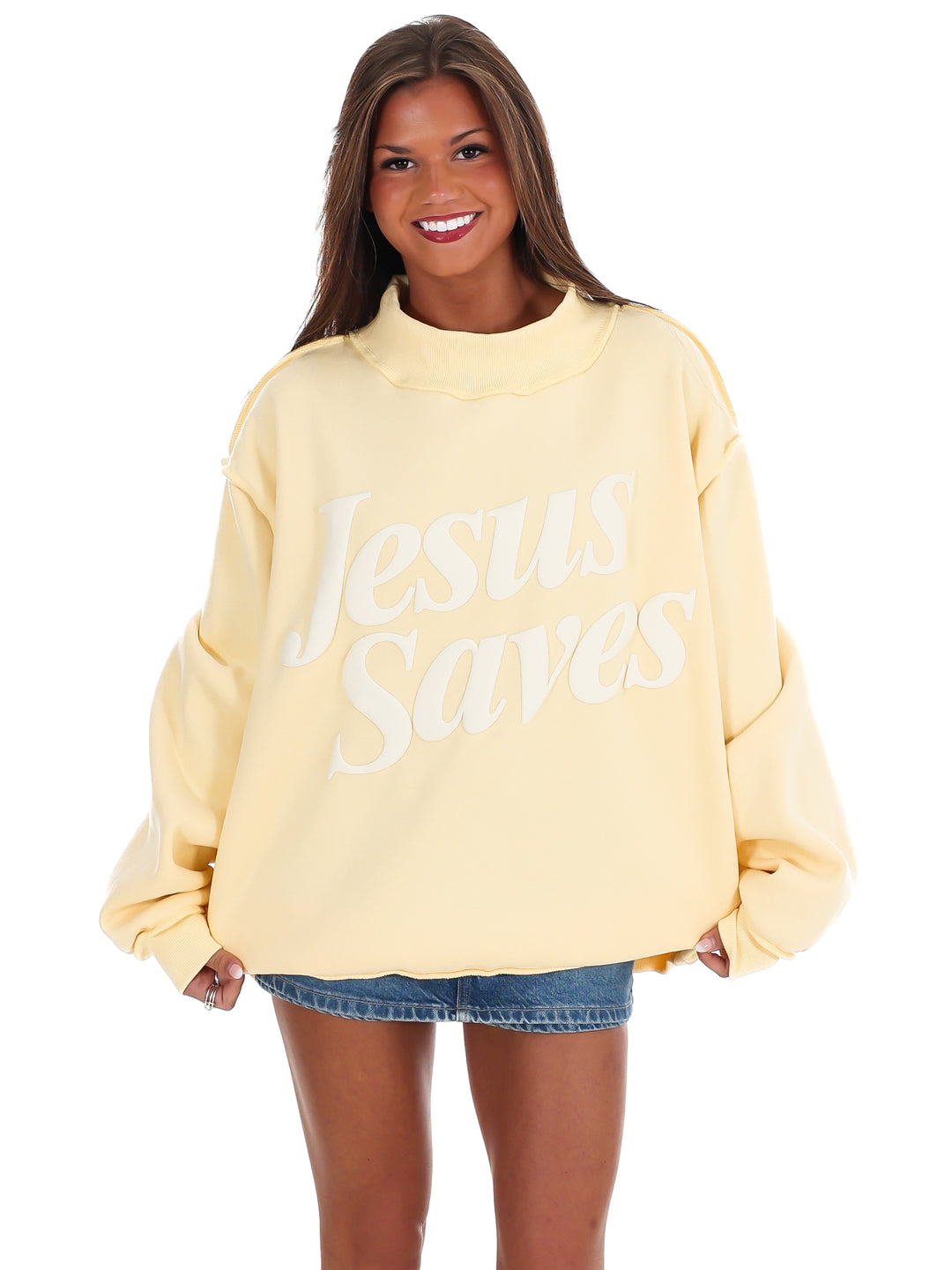 Jesus Saves Mock Neck Sweatshirt