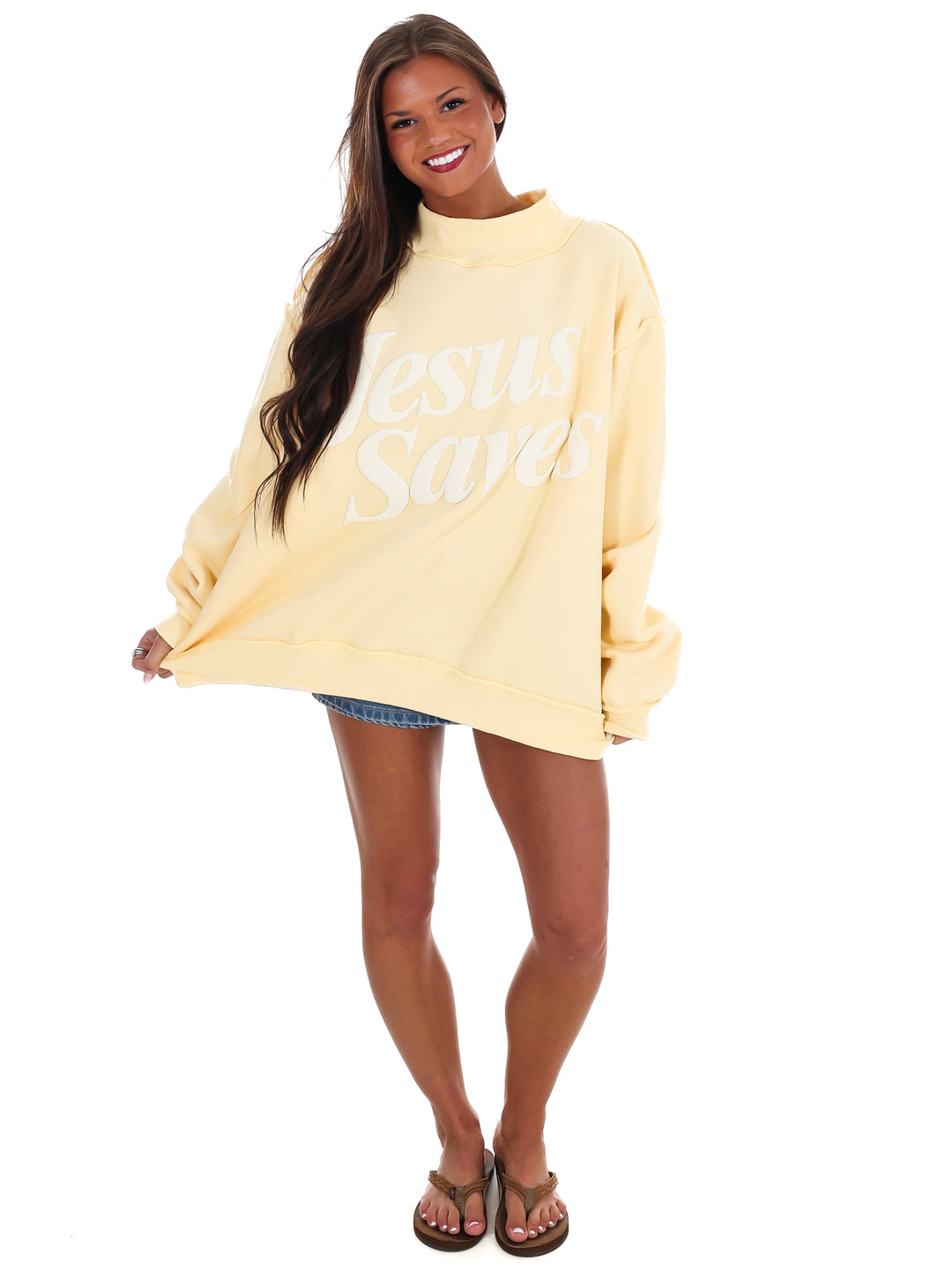 Jesus Saves Mock Neck Sweatshirt