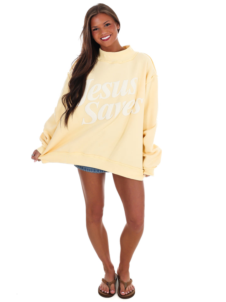 Jesus Saves Mock Neck Sweatshirt