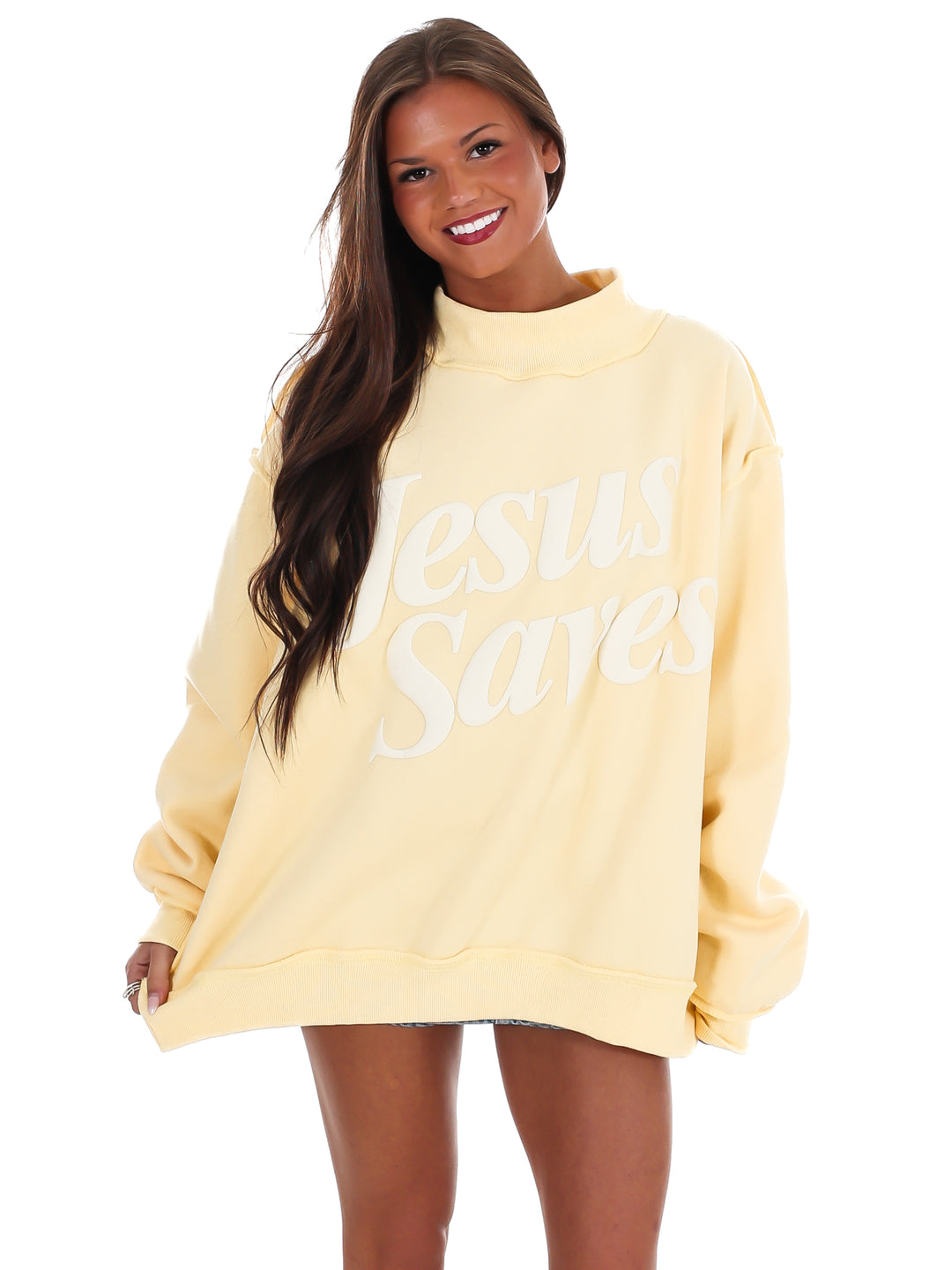 Jesus Saves Mock Neck Sweatshirt