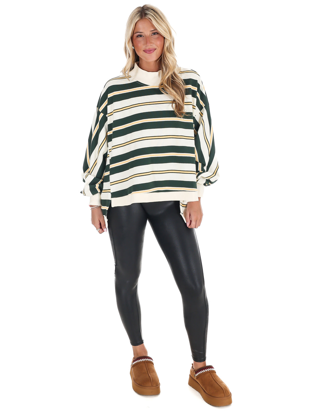 Metro Striped Oversized Crewneck Top