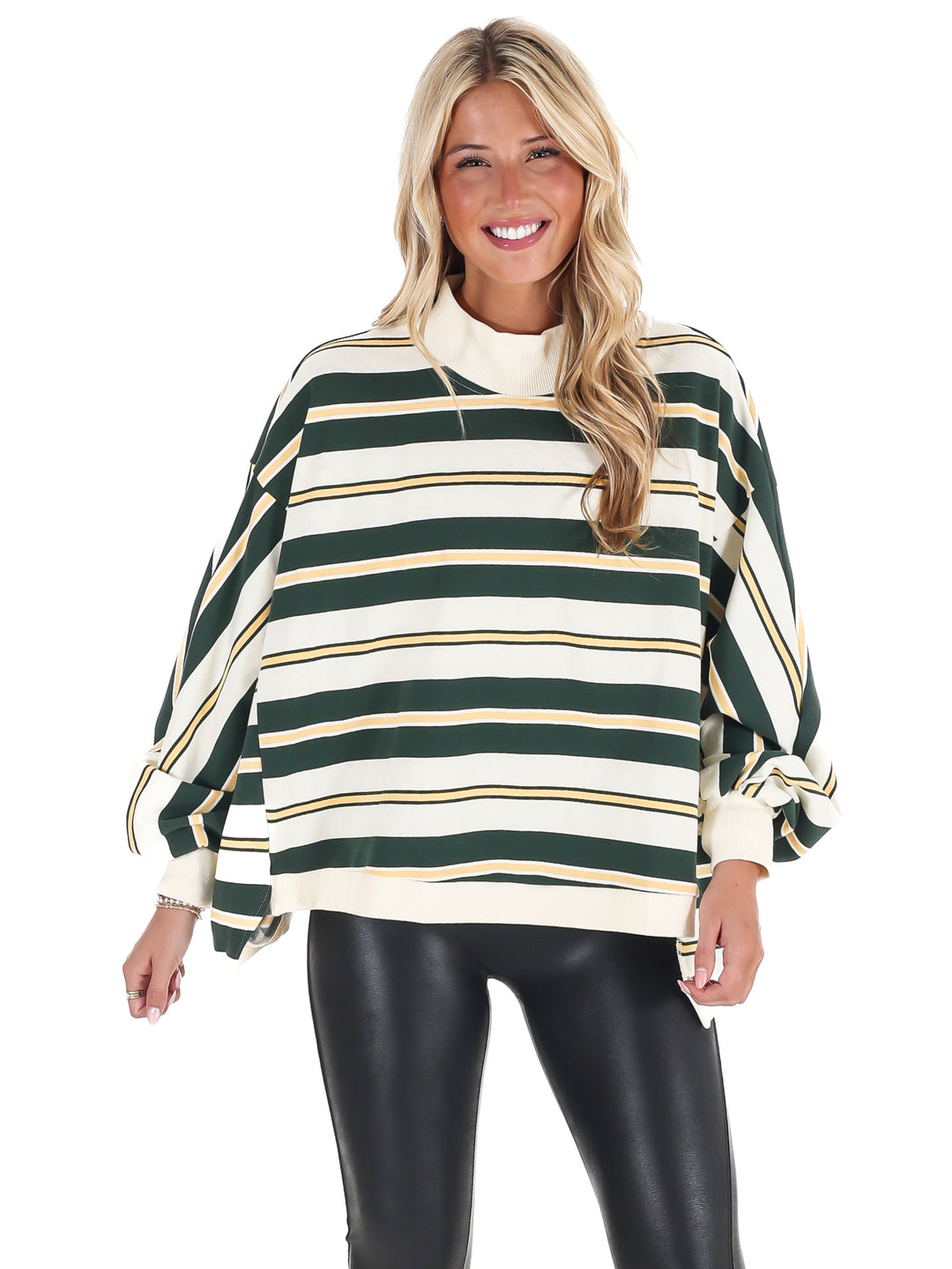 Metro Striped Oversized Crewneck Top