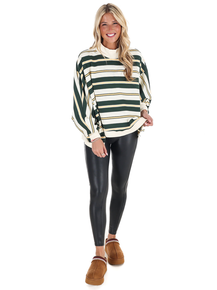 Metro Striped Oversized Crewneck Top