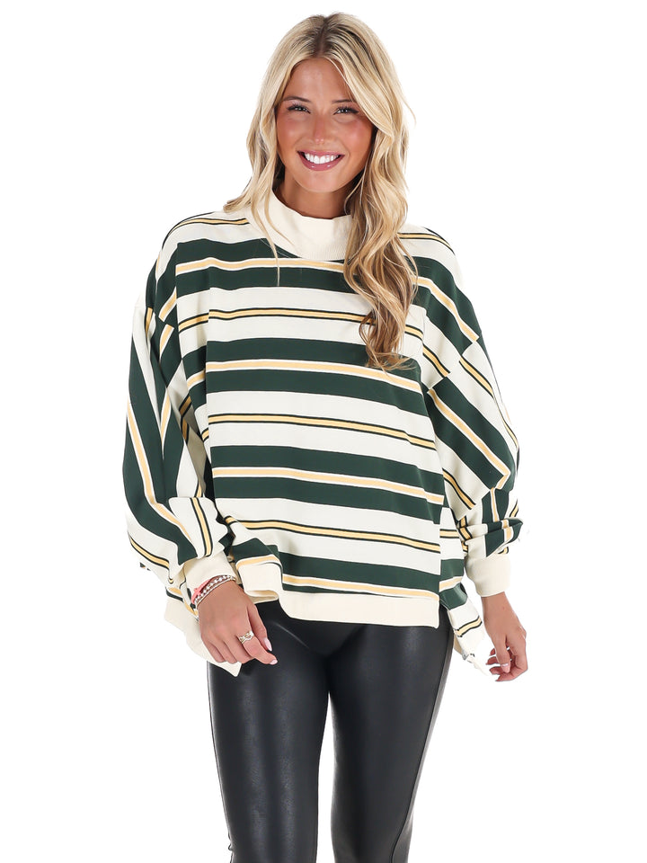 Metro Striped Oversized Crewneck Top