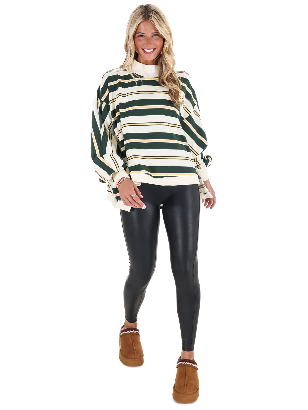 Metro Striped Oversized Crewneck Top
