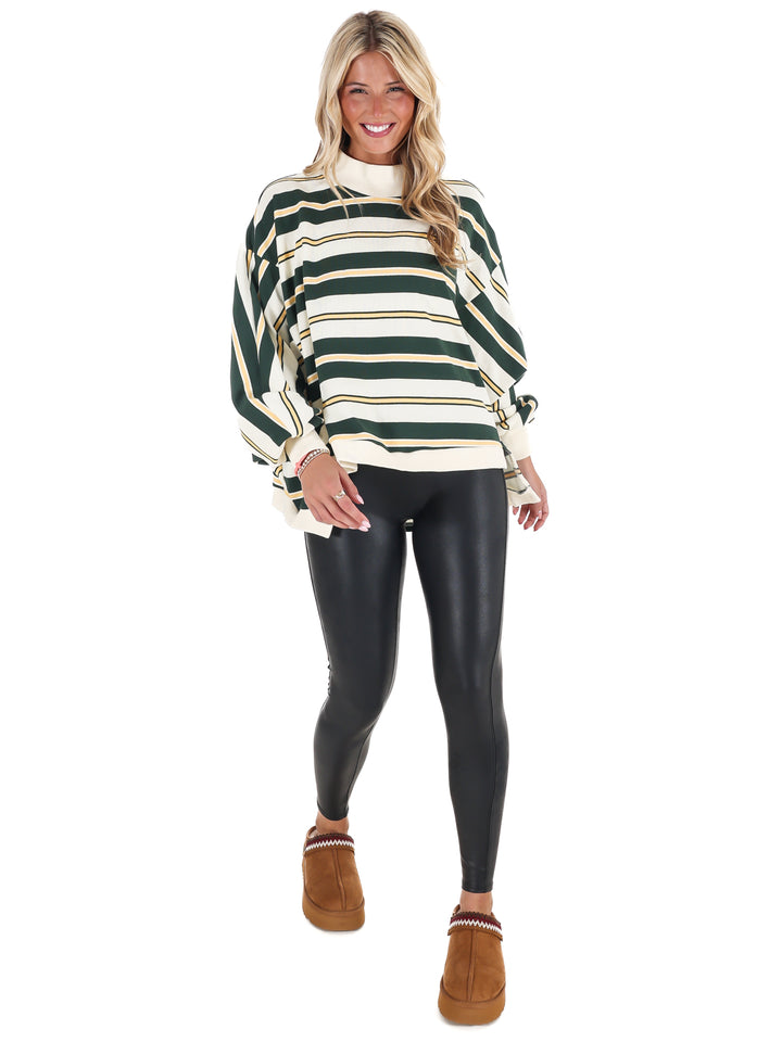 Metro Striped Oversized Crewneck Top