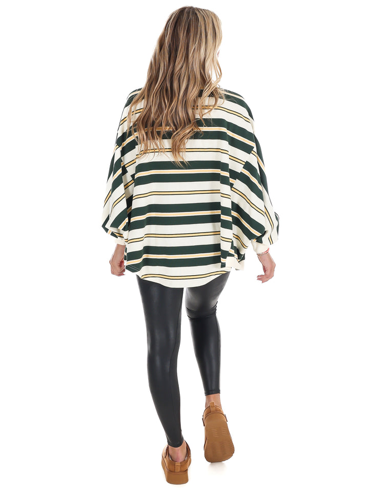 Metro Striped Oversized Crewneck Top