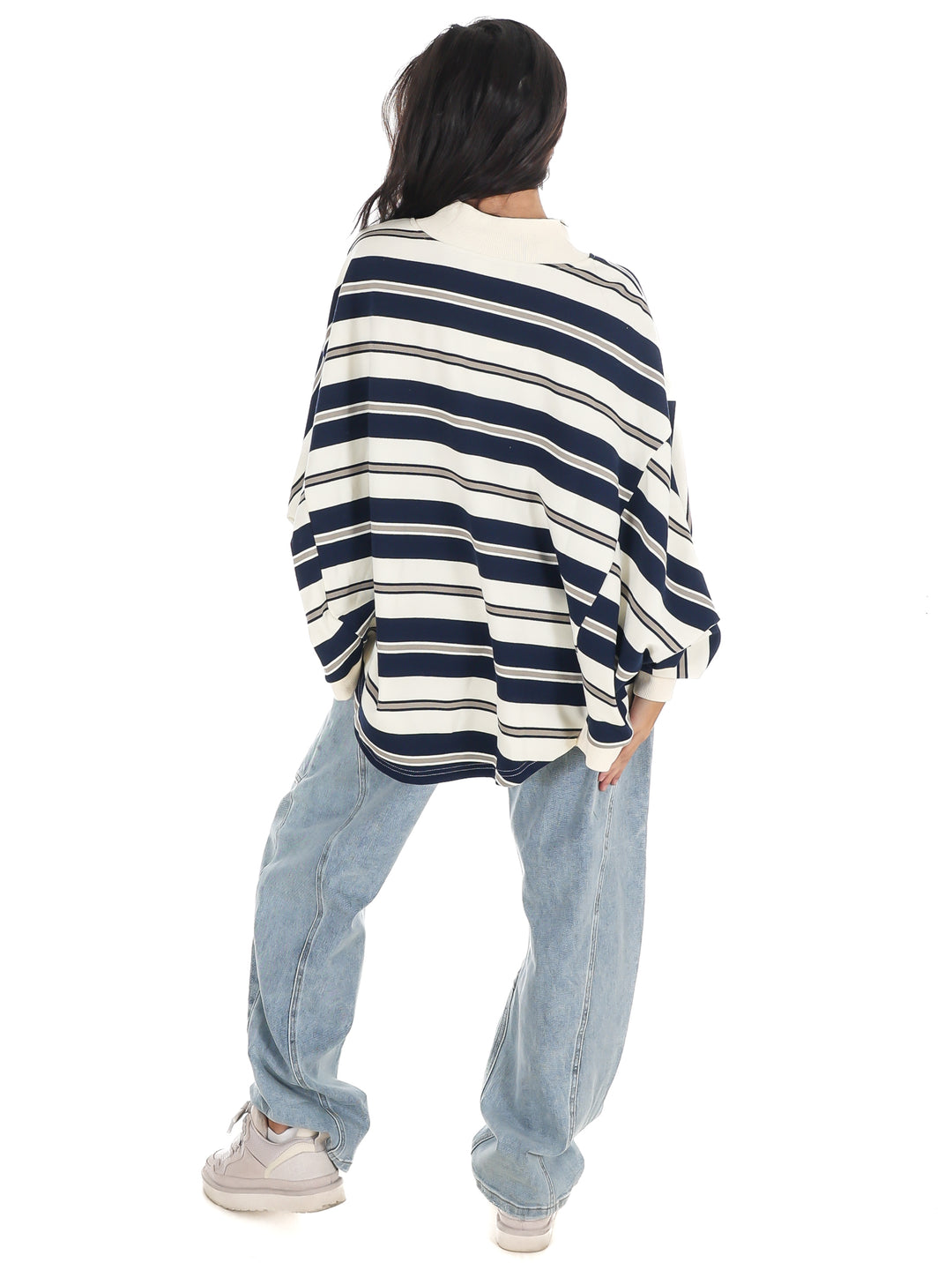 Metro Striped Oversized Crewneck Top