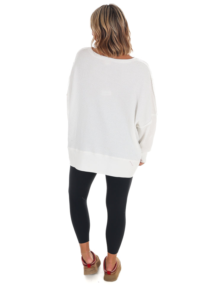 Christmas Plaid Merry Waffle Knit Pullover