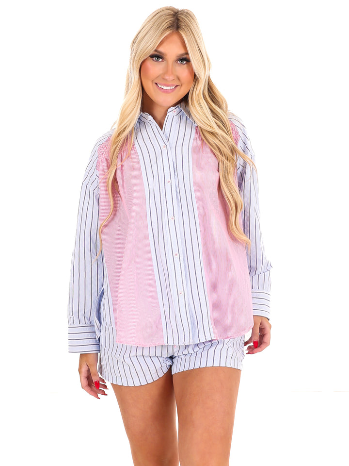 One More Minute Stripe Mixed Top