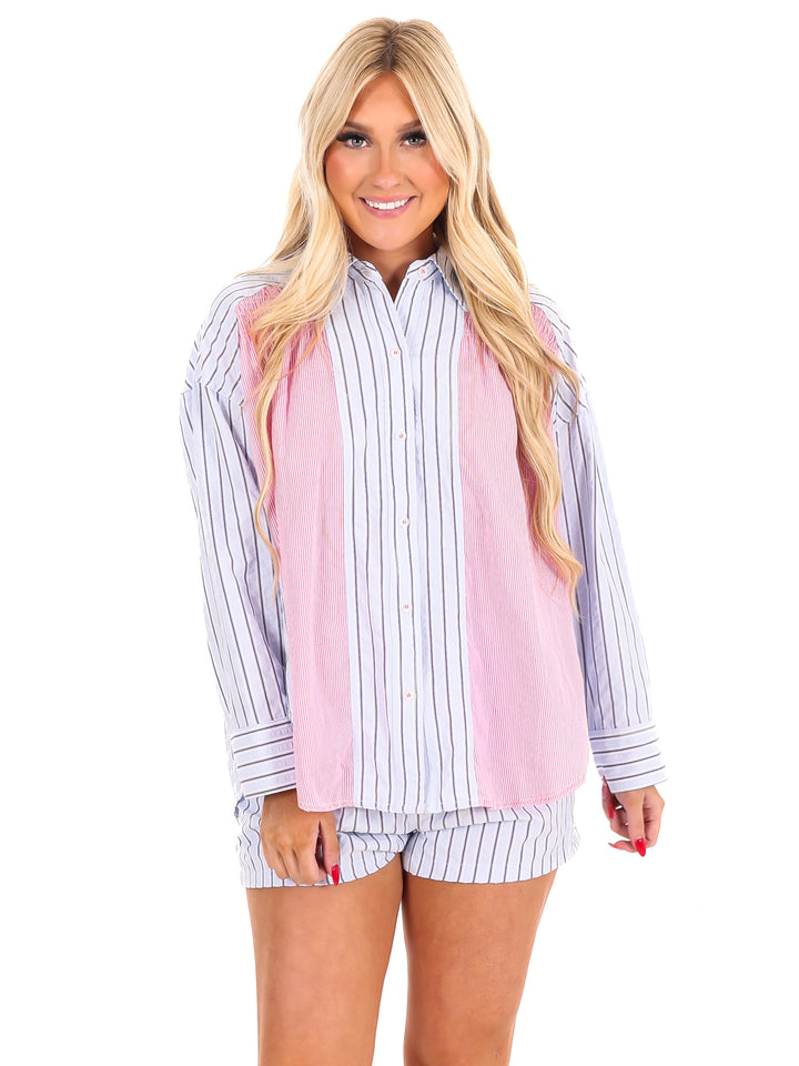 One More Minute Stripe Mixed Top