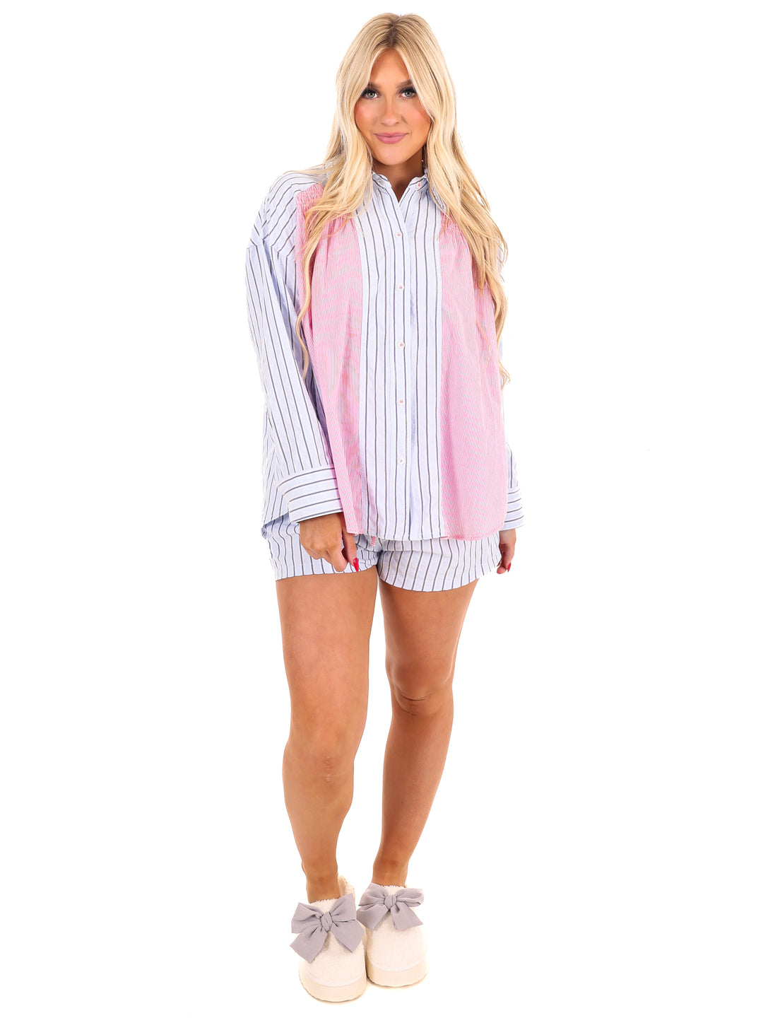 One More Minute Stripe Mixed Top