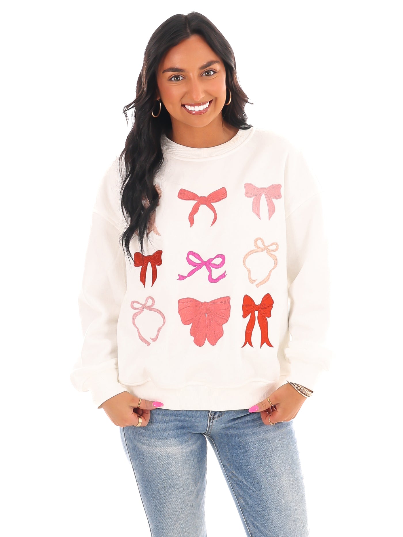 Bow-tiful Embroidered Oversized Sweatshirt