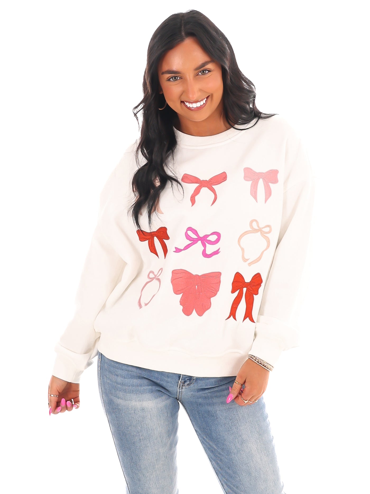 Bow-tiful Embroidered Oversized Sweatshirt