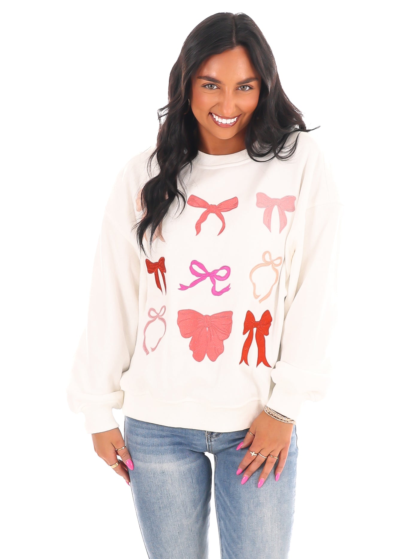 Bow-tiful Embroidered Oversized Sweatshirt