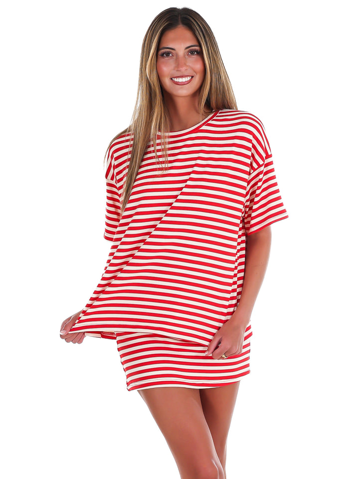 According to You Stripe Two Piece Set