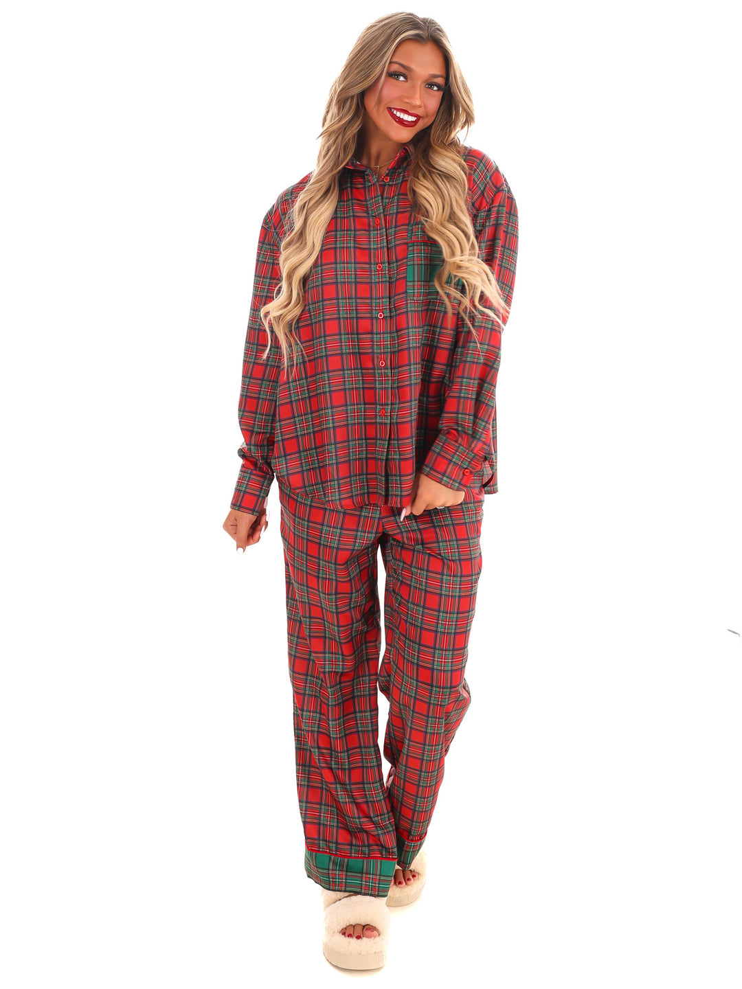 Silent Night Plaid Christmas Pajamas