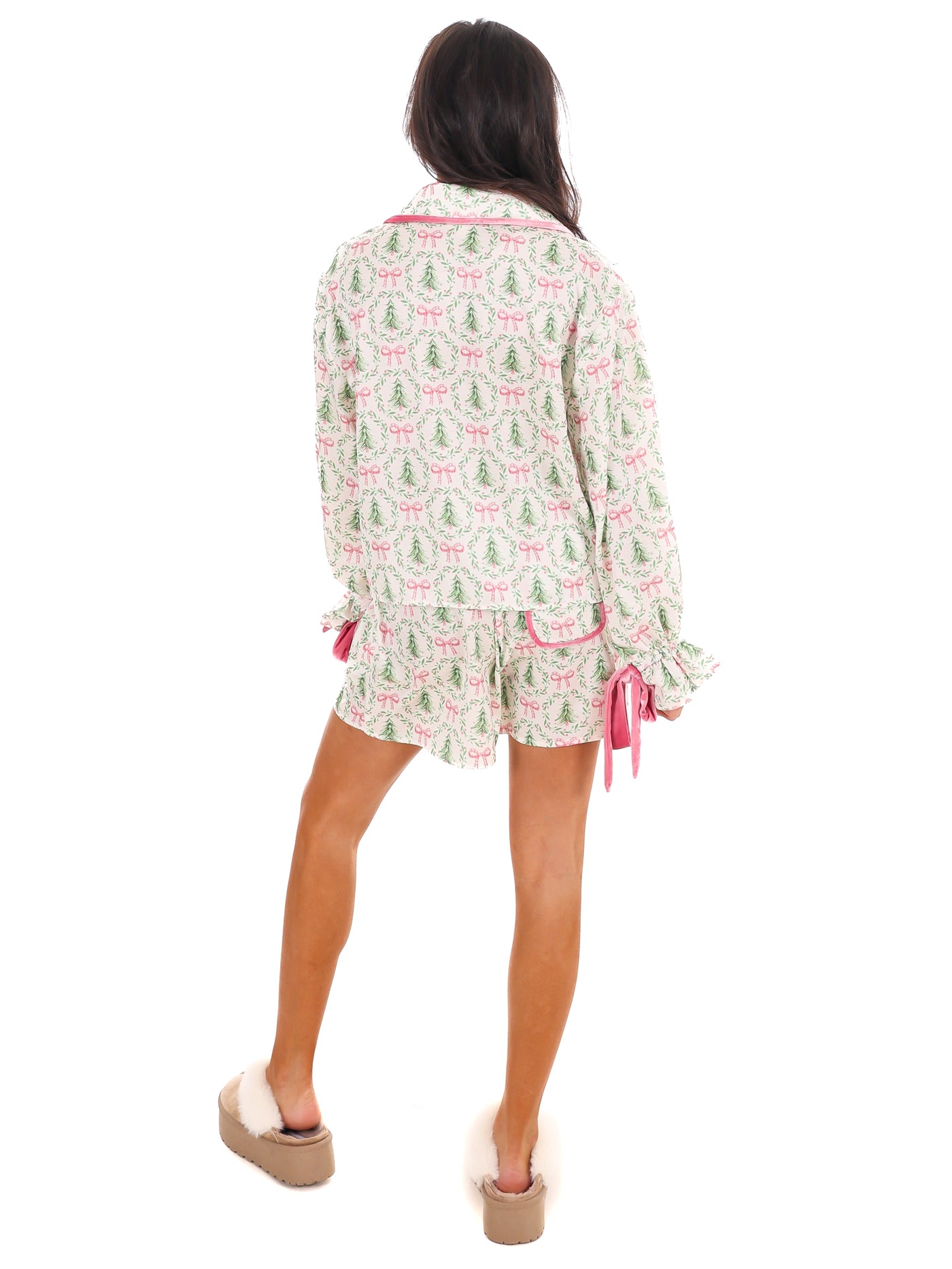 Under the Tree Satin Christmas Pajama Set