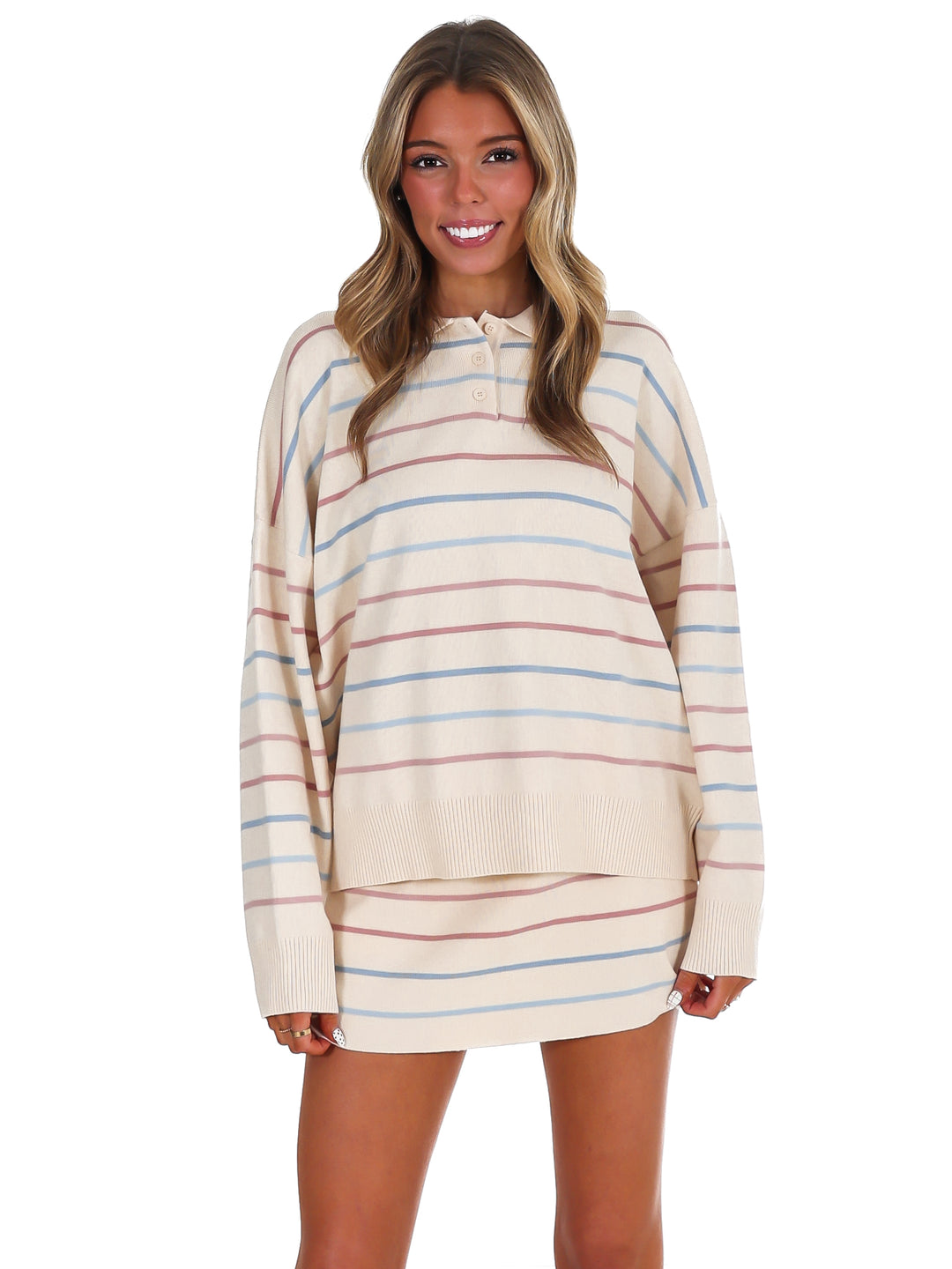 Good Fit Stripe Sweater Two Piece Set