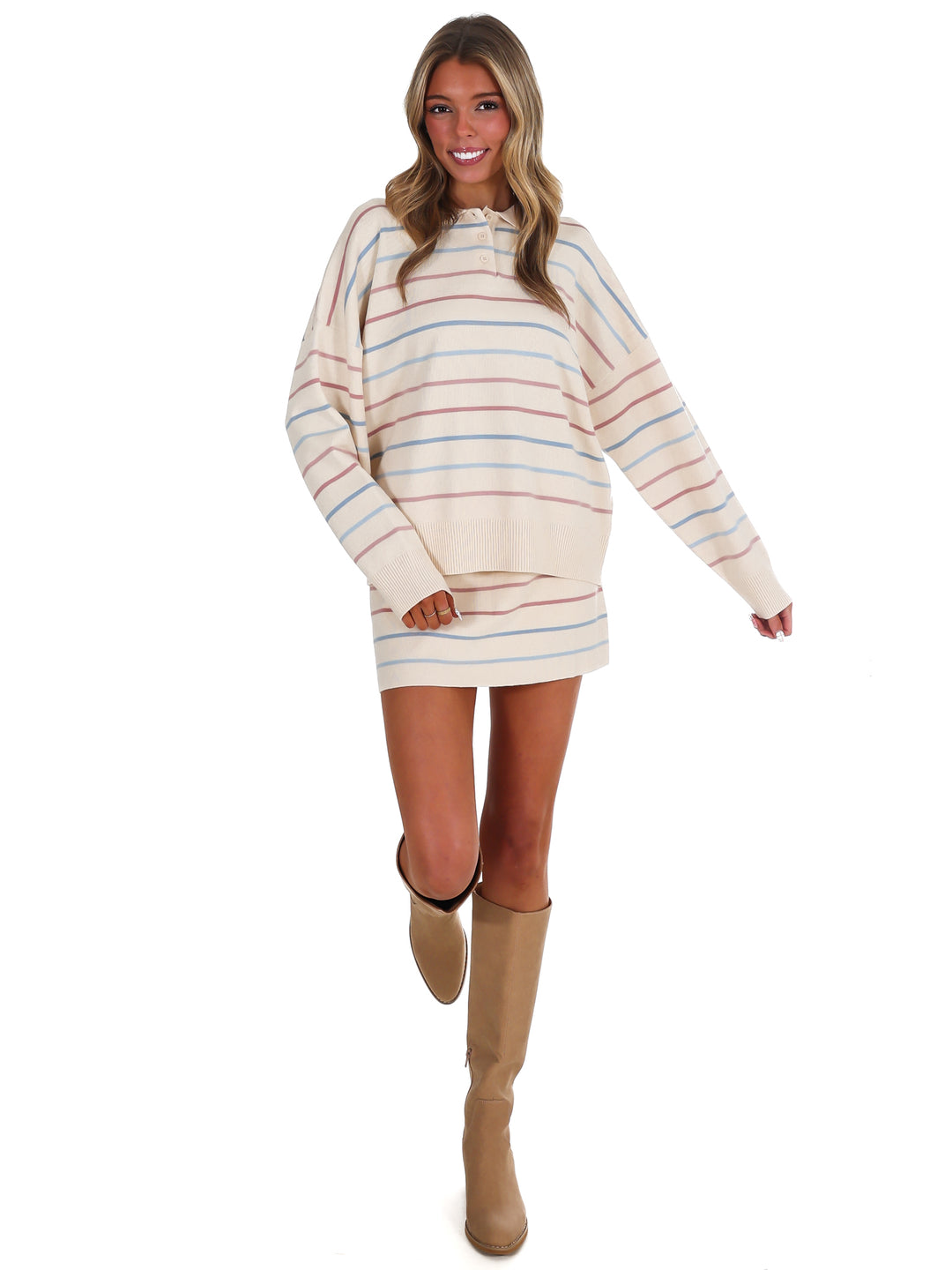 Good Fit Stripe Sweater Two Piece Set