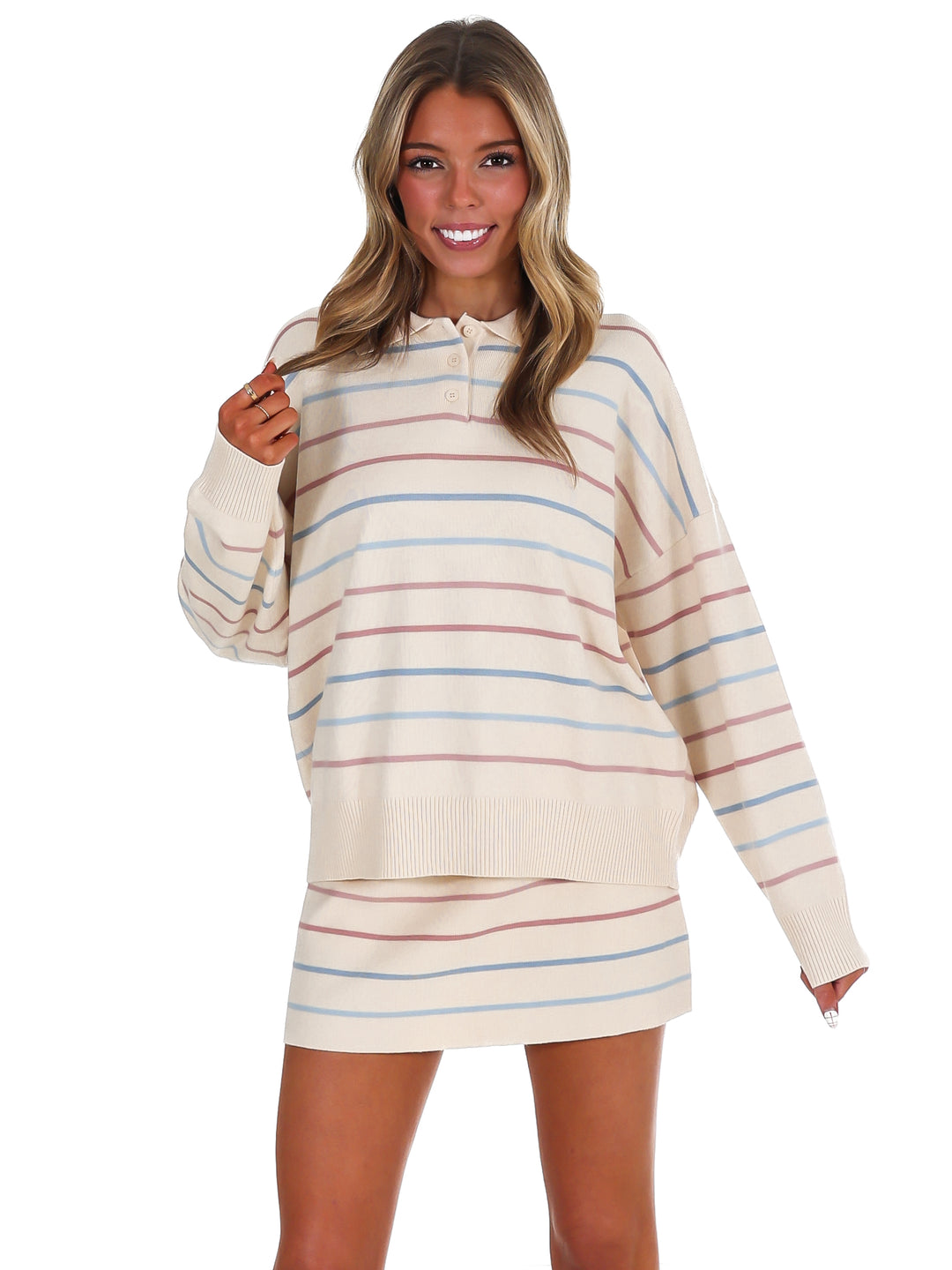 Good Fit Stripe Sweater Two Piece Set